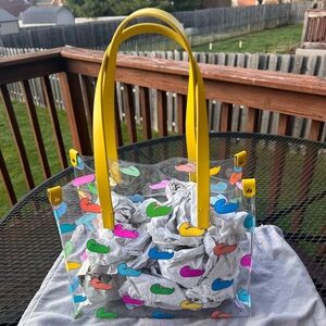 Dooney & Bourke Sport Duck Medium Shopper Lunch Clear Yellow Leather Handles